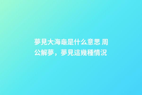 夢見大海龜是什么意思 周公解夢，夢見這幾種情況-第1張-觀點-玄機派